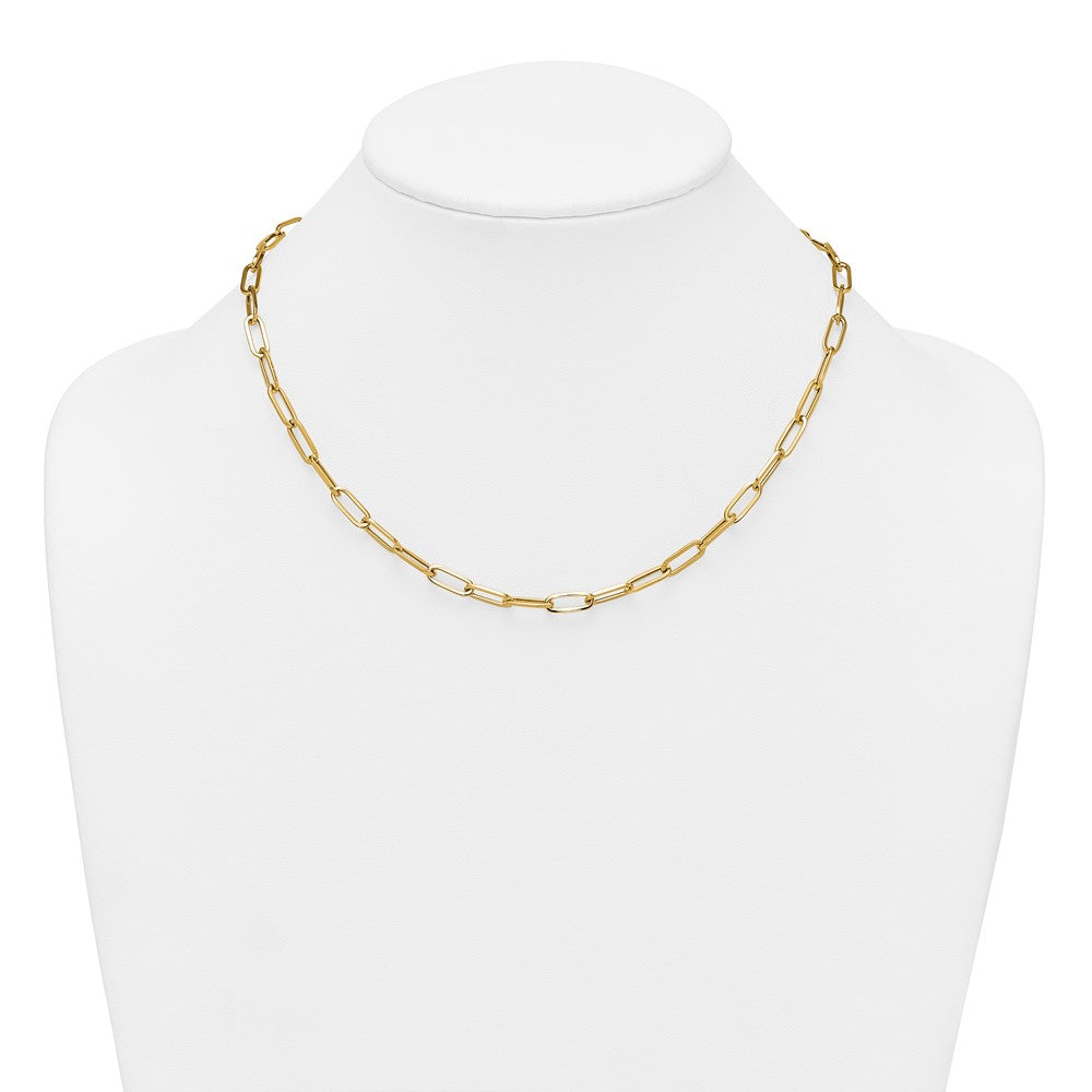 14K Yellow Gold Polished 4.75mm Paper Clip Link 18 Inch Necklace