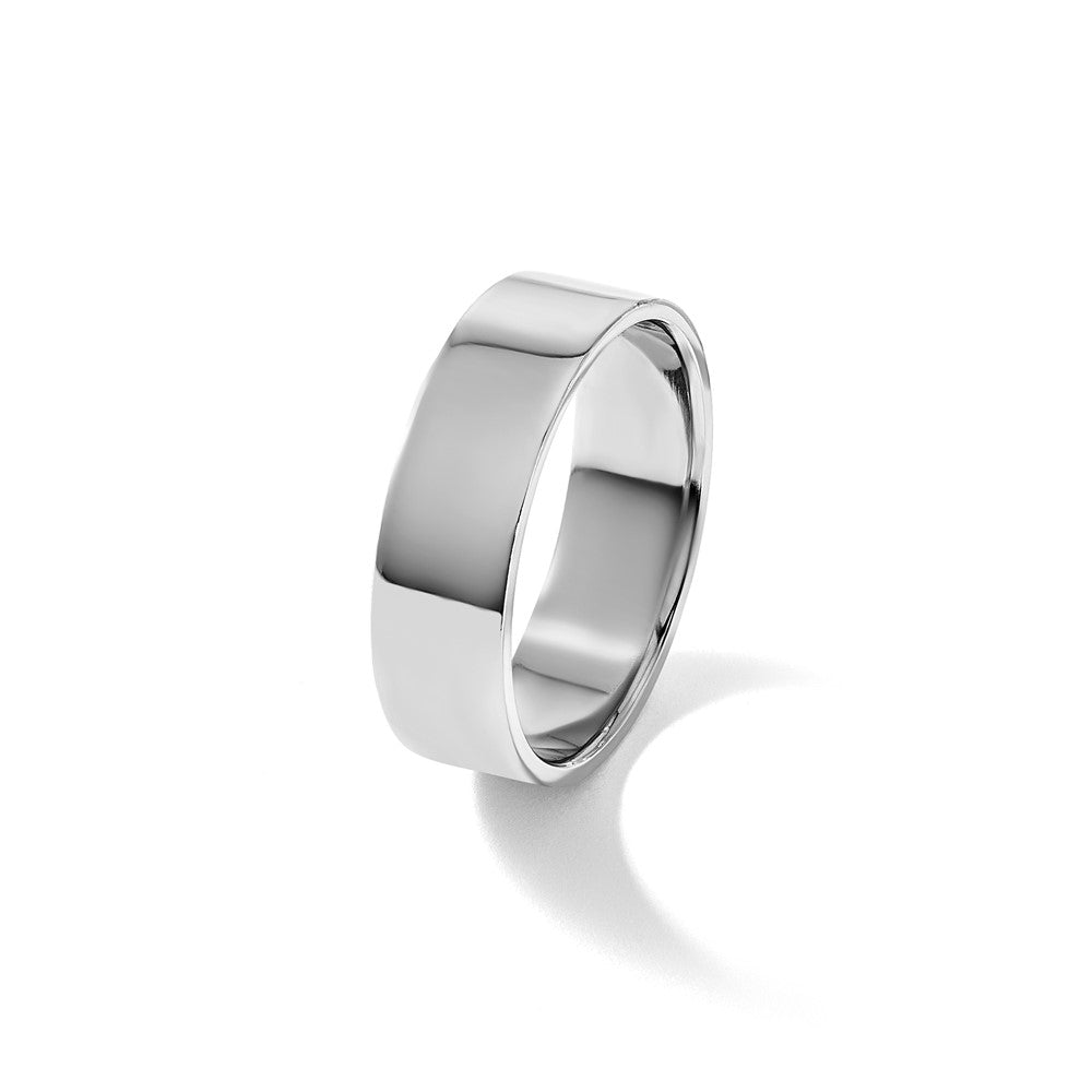 Platinum 6mm Polished Flat Wedding Band Ring