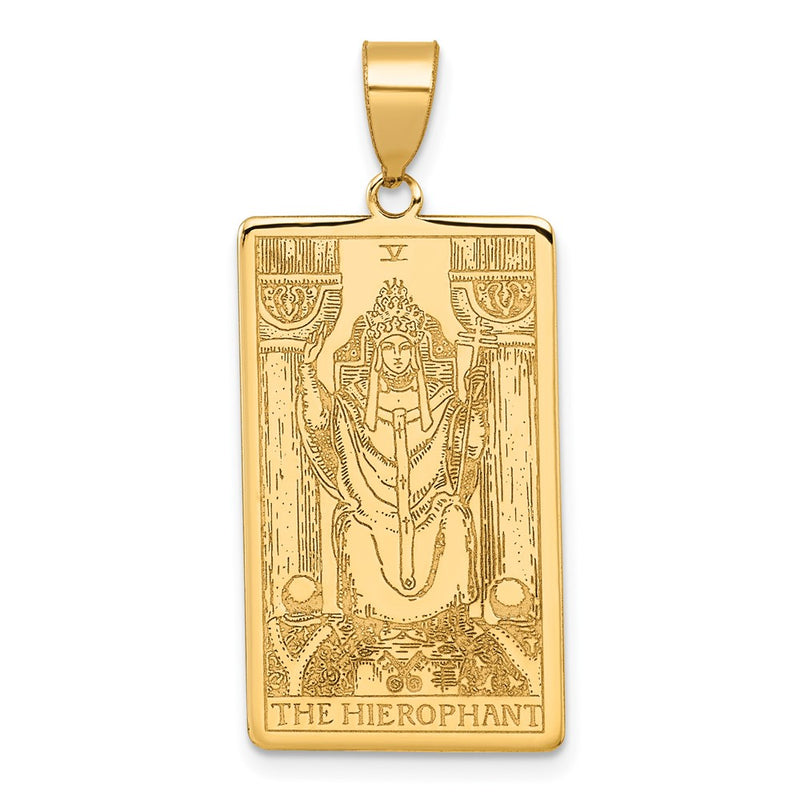 14K Yellow Gold The Hierophant Tarot Card Pendant