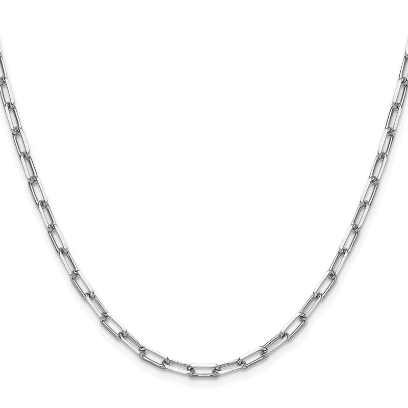 14K White Gold 3.5mm Solid Beveled Paperclip 22 Inch Chain