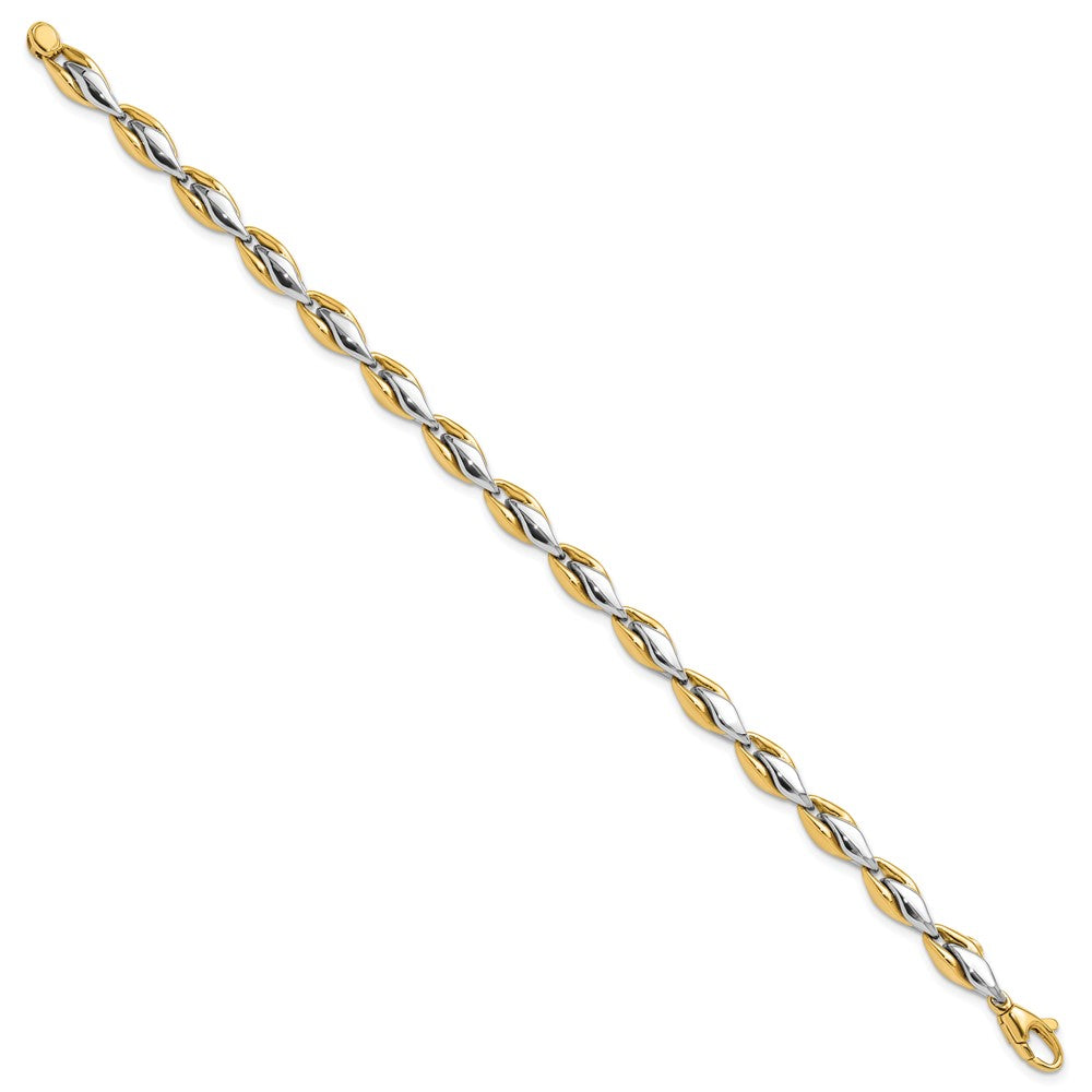 14K Two-Tone Gold Two-tone Polished 5.6mm Fancy Link Chain Bracelet