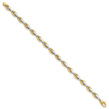 14K Two-Tone Gold Two-tone Polished 5.6mm Fancy Link Chain Bracelet