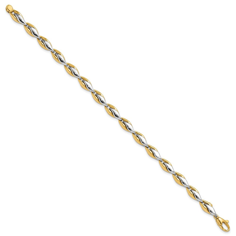 14K Two-Tone Gold Two-tone Polished 5.6mm Fancy Link Chain Bracelet