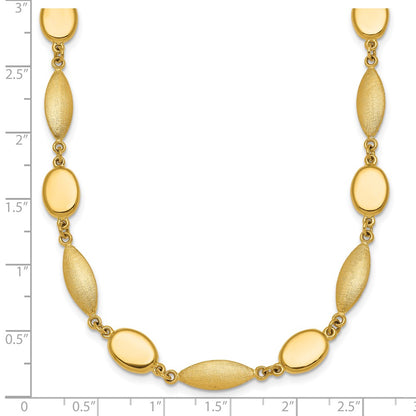 14K Yellow Gold Polished And Brushed 7.5mm Fancy Oval and Round Link 18 Inch Necklace