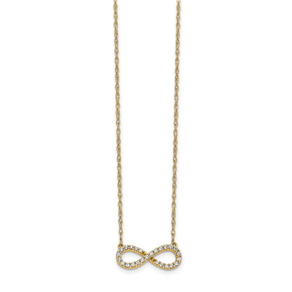 14K Yellow Gold Polished 1/6 carat Diamond Infinity Symbol 18 Inch Necklace