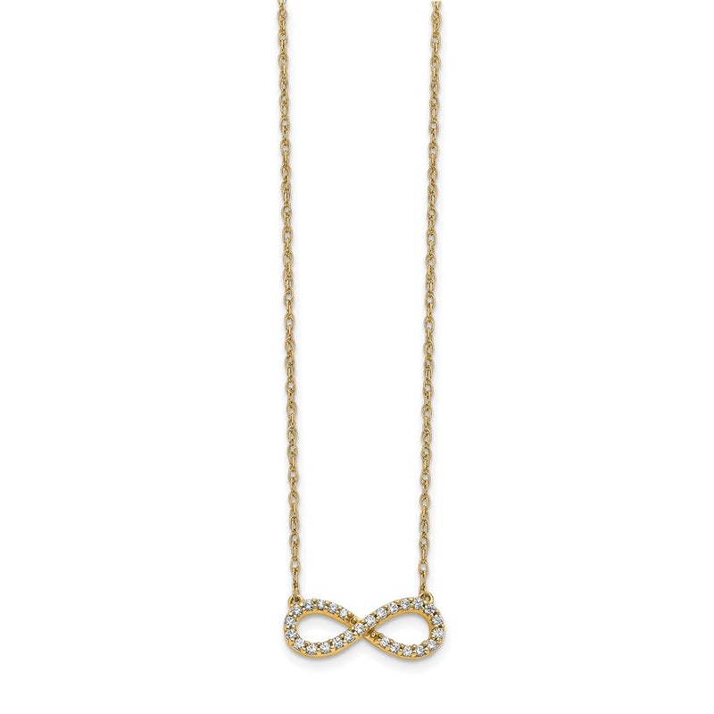 14K Yellow Gold Polished 1/6 carat Diamond Infinity Symbol 18 Inch Necklace