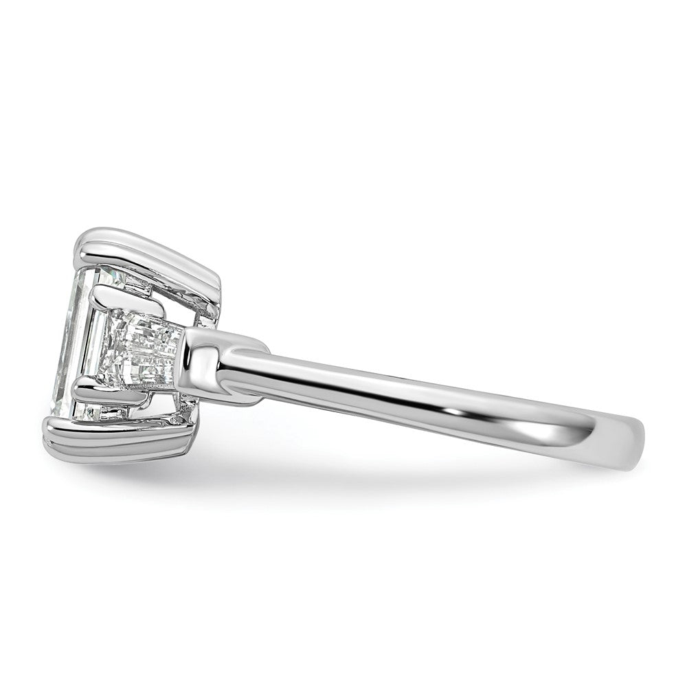 14K White Gold 3/4ct Lab Grown Dia VS+ F+ Emerald Center Semi-Mount Eng Ring