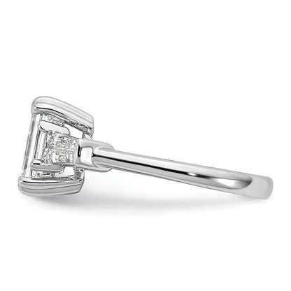 14K White Gold 3/4ct Lab Grown Dia VS+ F+ Emerald Center Semi-Mount Eng Ring