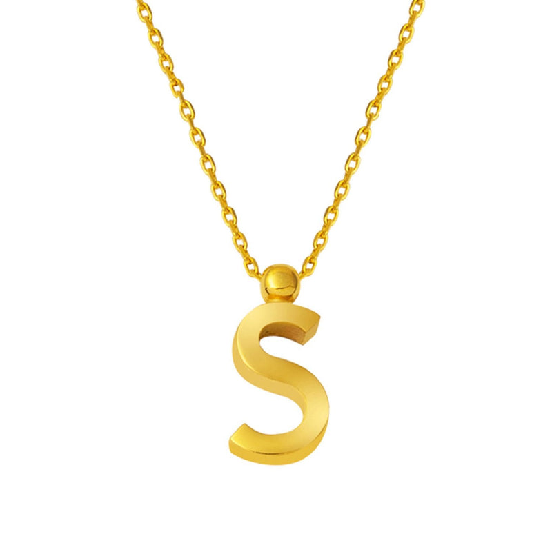 22K Yellow Gold S Initial Necklace