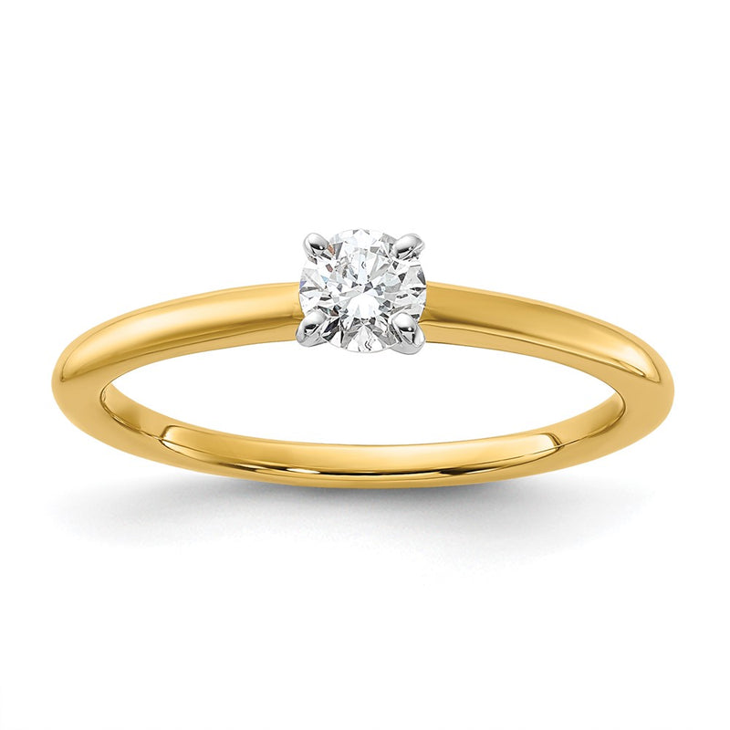 14K Two-Tone Gold 1/4 carat Certified Lab Grown Diamond VS+ F+ Round Complete Solitaire Engagement Ring