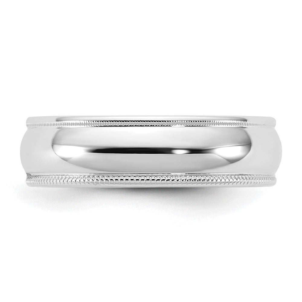 14k White Gold 5.5mm Milgrain Half Round Wedding Band Ring