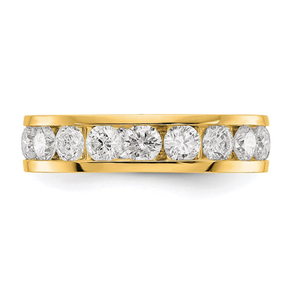 14K Yellow Gold Polished 3ct Channel Set Diamond Eternity Wedding Band Ring