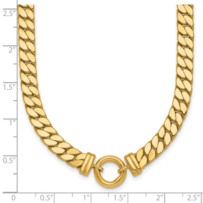 14K Yellow Gold Polished Flat Curb Link with Center Circle Element 18 Inch Necklace