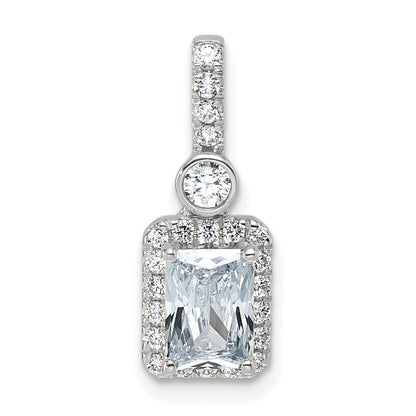 14K White Gold 1 carat Lab Grown Diamond VS+ F+ Radiant Complete Halo Pendant