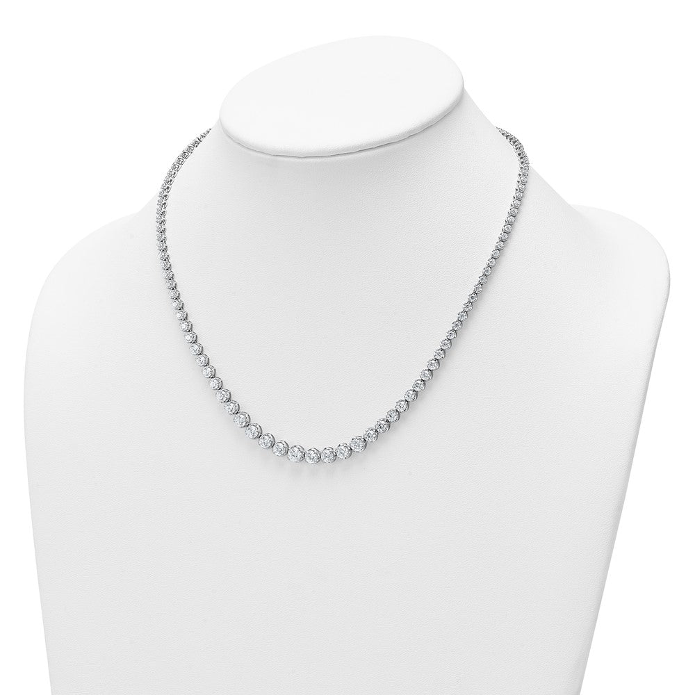 14K White Gold 10 1/2 carat Lab Grown Diamond VS+ F+ Complete Round 16 Inch Graduated Tennis Necklace
