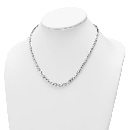 14K White Gold 10 1/2 carat Lab Grown Diamond VS+ F+ Complete Round 16 Inch Graduated Tennis Necklace