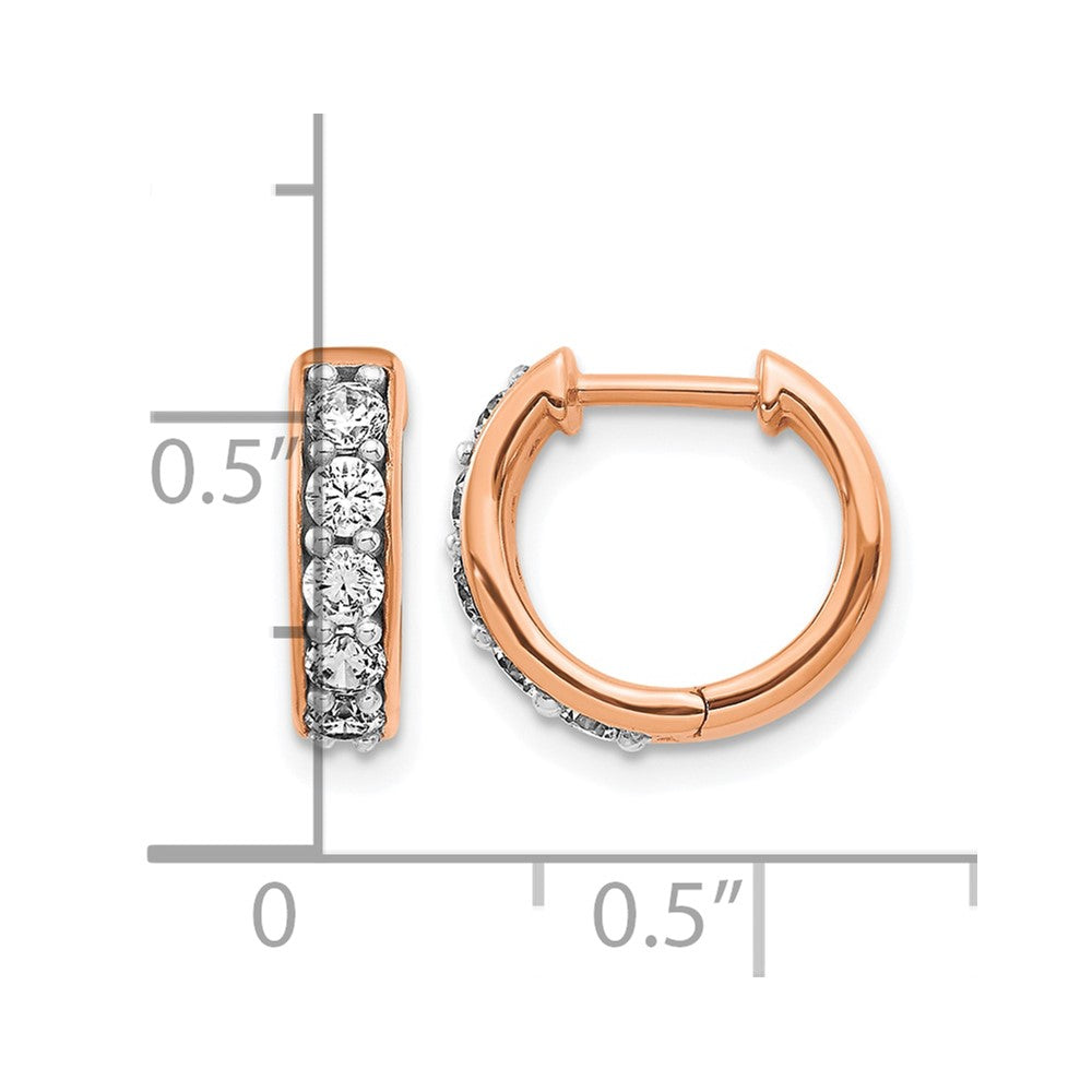 14K Rose Gold 1/2 carat Diamond Hinged Hoop Earrings