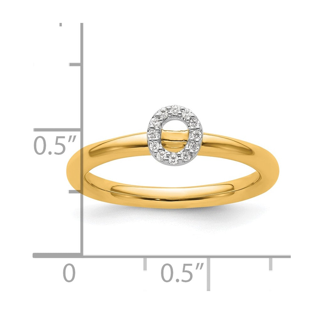 14K Yellow Gold Stackable Diamond Initial O Size 7 Ring