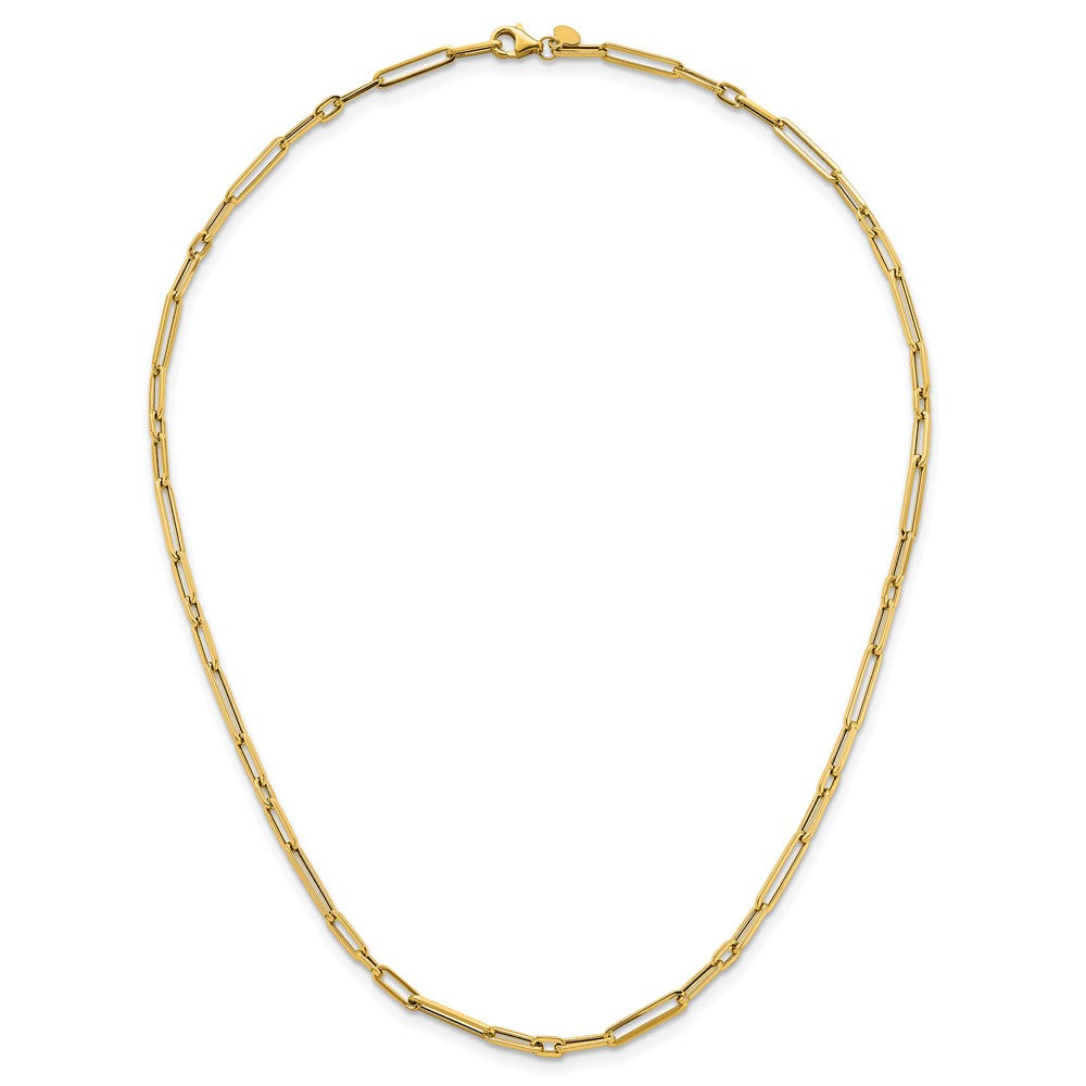 14K Yellow Gold Polished 2.9mm Fancy Long and Short Paperclip Link 17 Inch Necklace