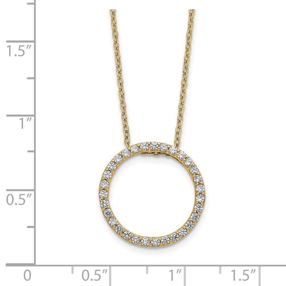 14K Yellow Gold Polished 1/2 carat Diamond Circle 18 Inch Necklace