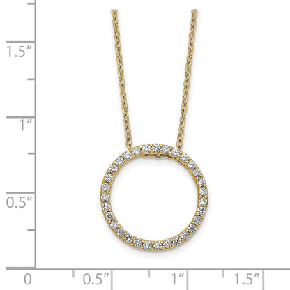 14K Yellow Gold Polished 1/2 carat Diamond Circle 18 Inch Necklace