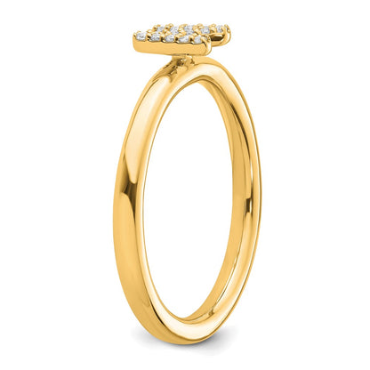 14K Yellow Gold Stackable Diamond Initial N Size 7 Ring