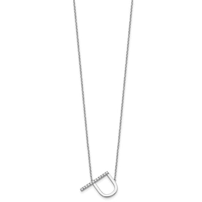 14K White Gold Sideways Diamond Initial P 18 Inch Necklace