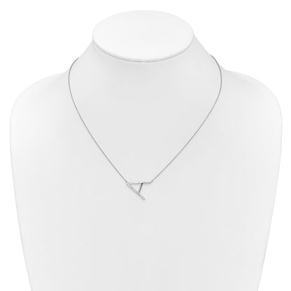 14K White Gold Sideways Diamond Initial A 18 Inch Necklace