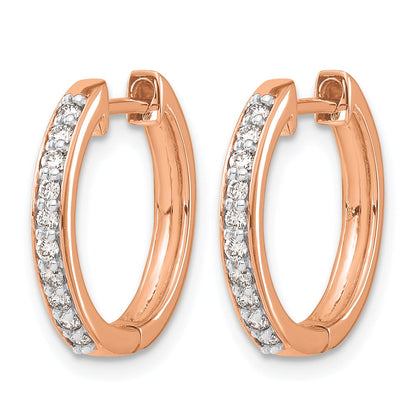 14K Rose Gold 1/4 carat Diamond Hinged Hoop Earrings