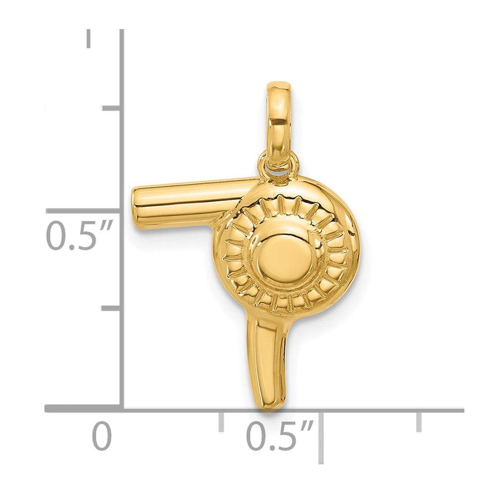 14K Yellow Gold Fancy Hairdryer Charm