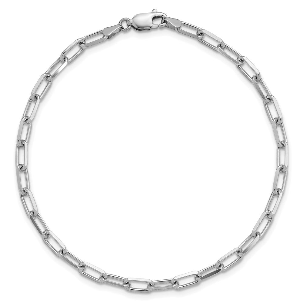 14K White Gold 3.5mm Solid Beveled Paperclip Chain Bracelet