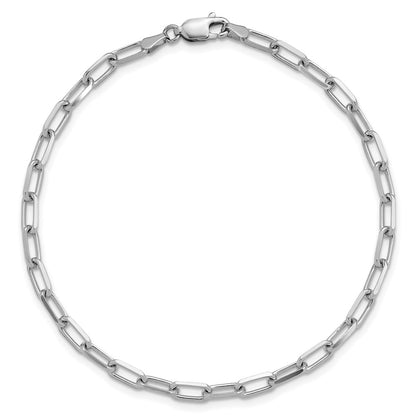14K White Gold 3.5mm Solid Beveled Paperclip Chain Bracelet