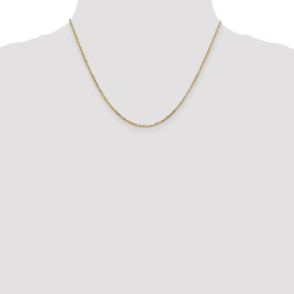 14K Yellow Gold 18 Inch 1.8mm Diamond-cut Round Open Link Cable with Lobster Clasp Chain