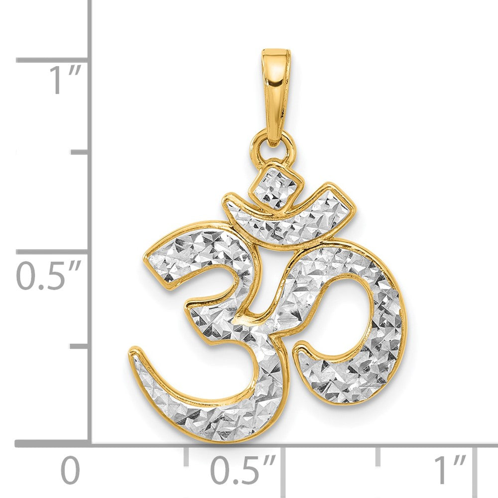14K Yellow Gold and Rhodium Diamond-cut Om Pendant