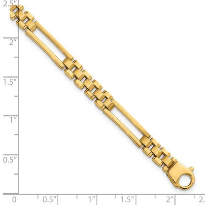 14K Yellow Gold Polished 6mm Fancy Open Multi Link 8 Inch Bracelet