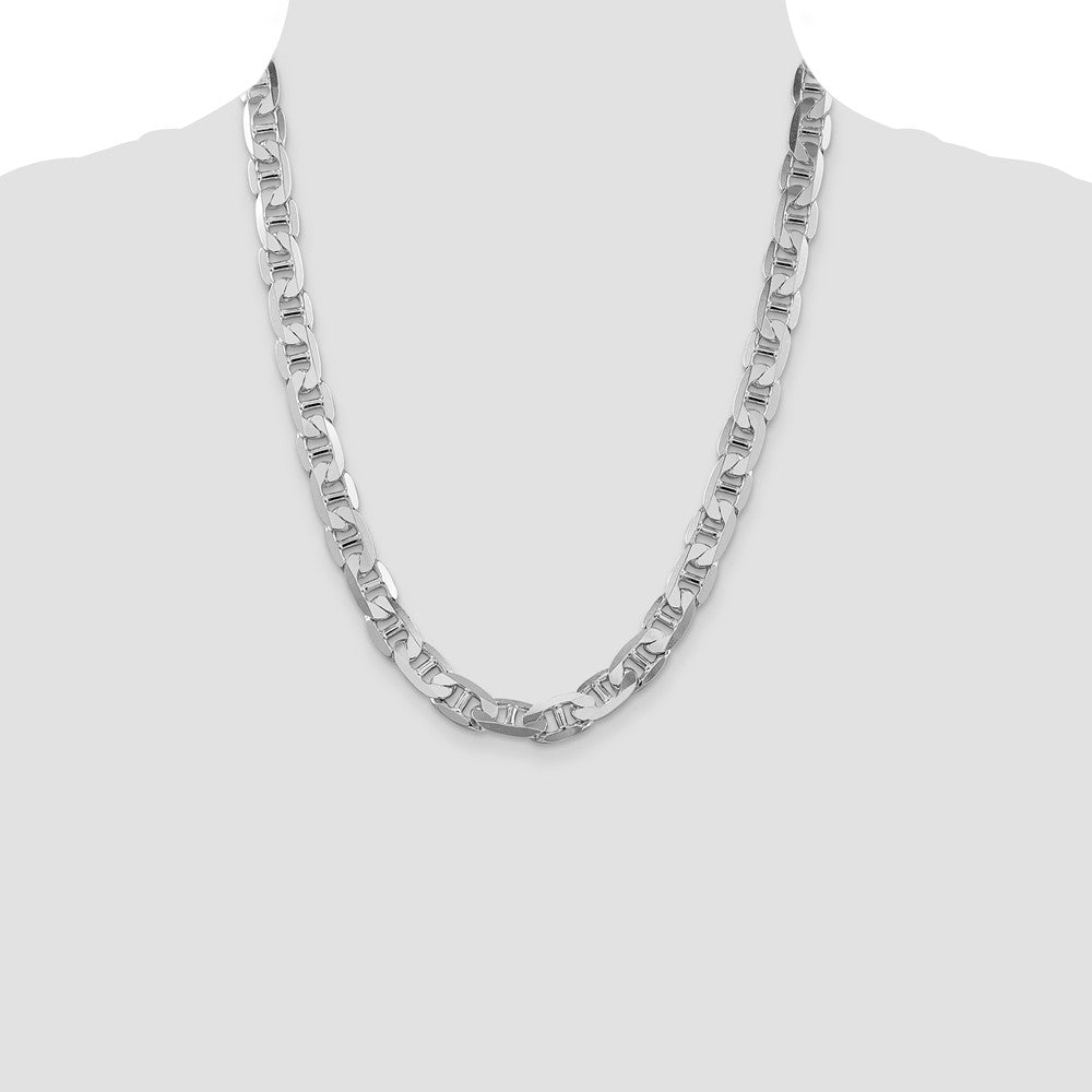 Sterling Silver Rhodium-plated 9.5mm Flat Anchor 22 Inch Chain