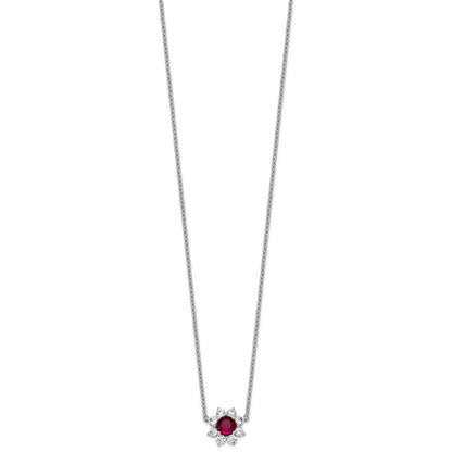 14K White gold VS/SI G+ Lab Grown Diamond and AAA quality Genuine Ruby Pend
