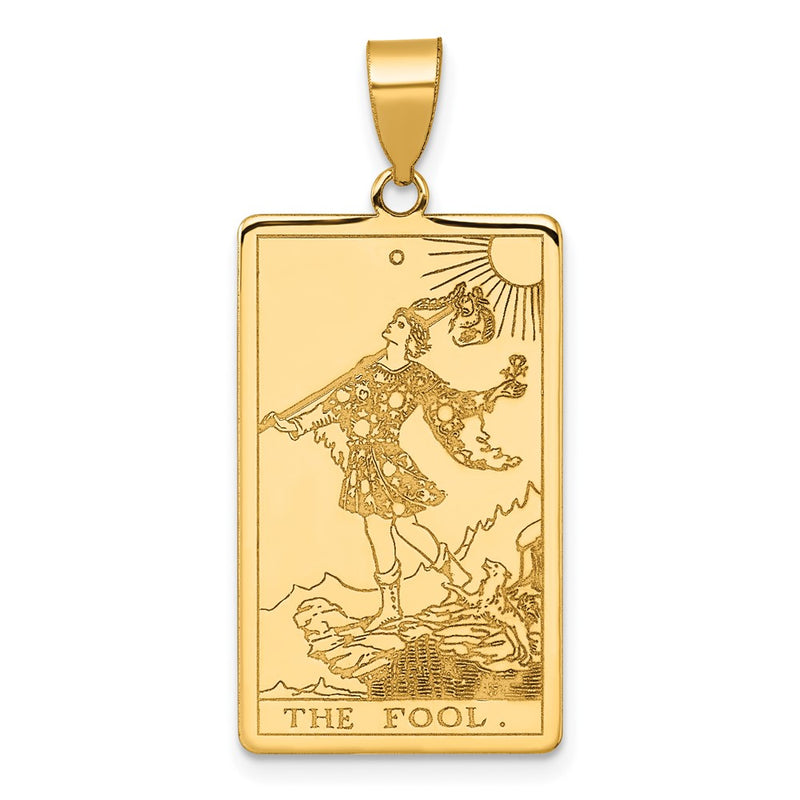 14K Yellow Gold The Fool Tarot Card Pendant