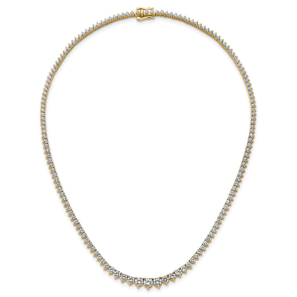 14K Yellow Gold 10 1/10 carat Lab Grown Diamond VS/SI+ G+ Complete Round 16 Inch Graduated Tennis Necklace