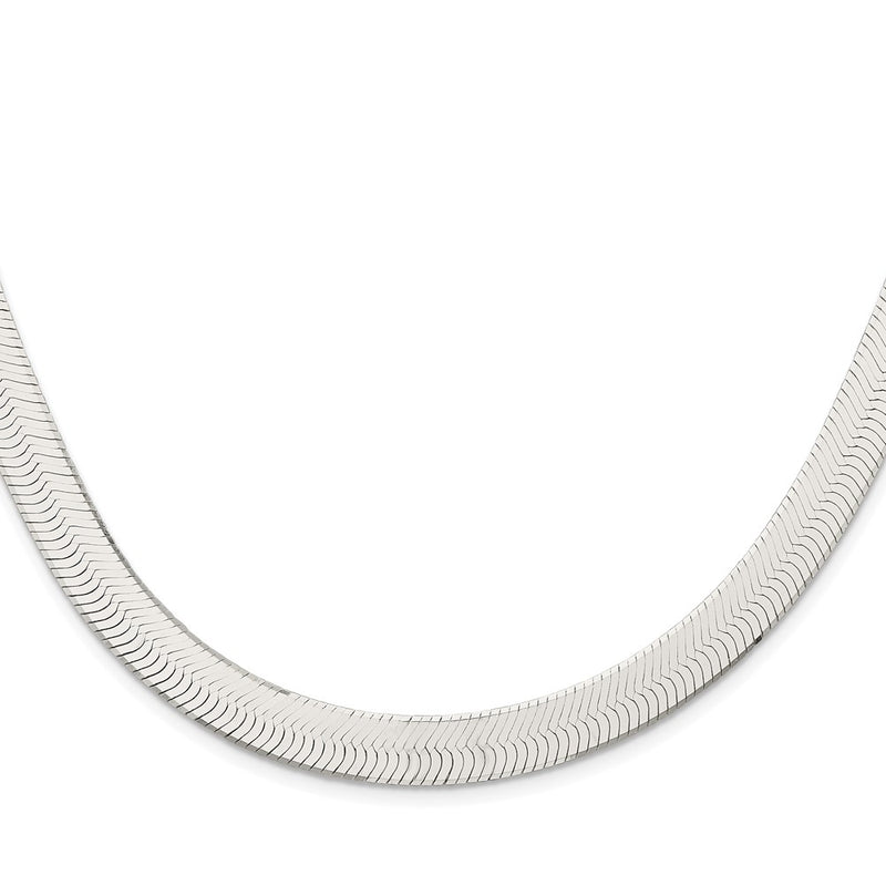 Sterling Silver Rhodium-plated 10.5mm Magic Herringbone 24 Inch Chain