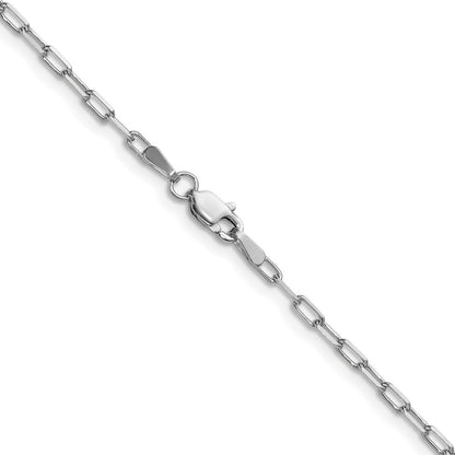 14K White Gold 2.1mm Solid Beveled Paperclip 30 Inch Chain