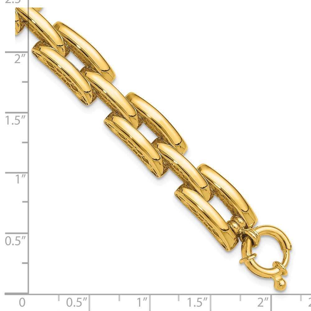 14K Yellow Gold Polished 8.9mm Fancy Square Link Chain Bracelet
