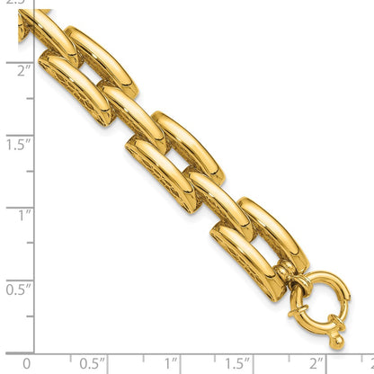 14K Yellow Gold Polished 8.9mm Fancy Square Link Chain Bracelet