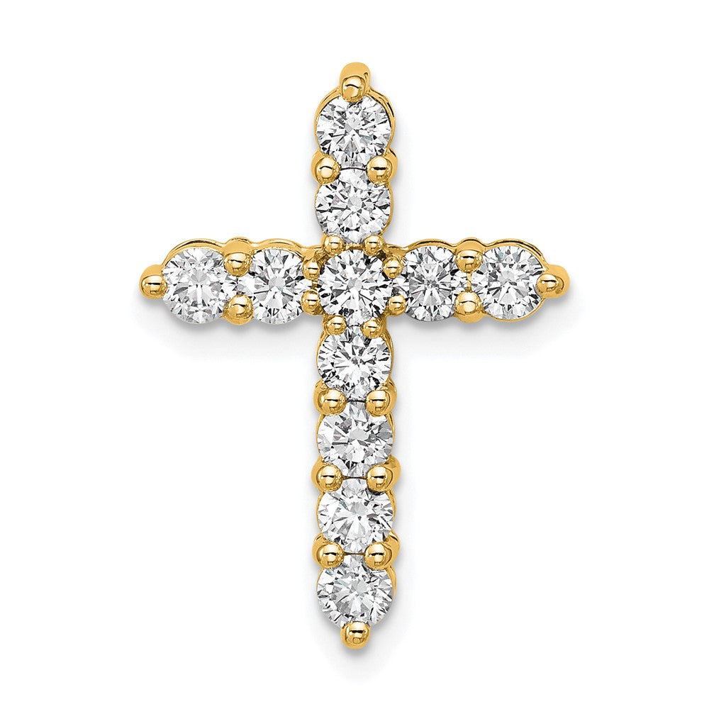 14K Yellow Gold 1 carat Lab Grown Diamond VS+ F+ Complete Cross Chain Slide Pendant