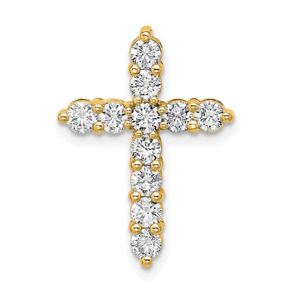 14K Yellow Gold 1 carat Lab Grown Diamond VS+ F+ Complete Cross Chain Slide Pendant