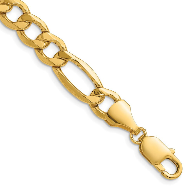 14K Yellow Gold 9.4mm Semi-Solid Figaro Chain Necklace