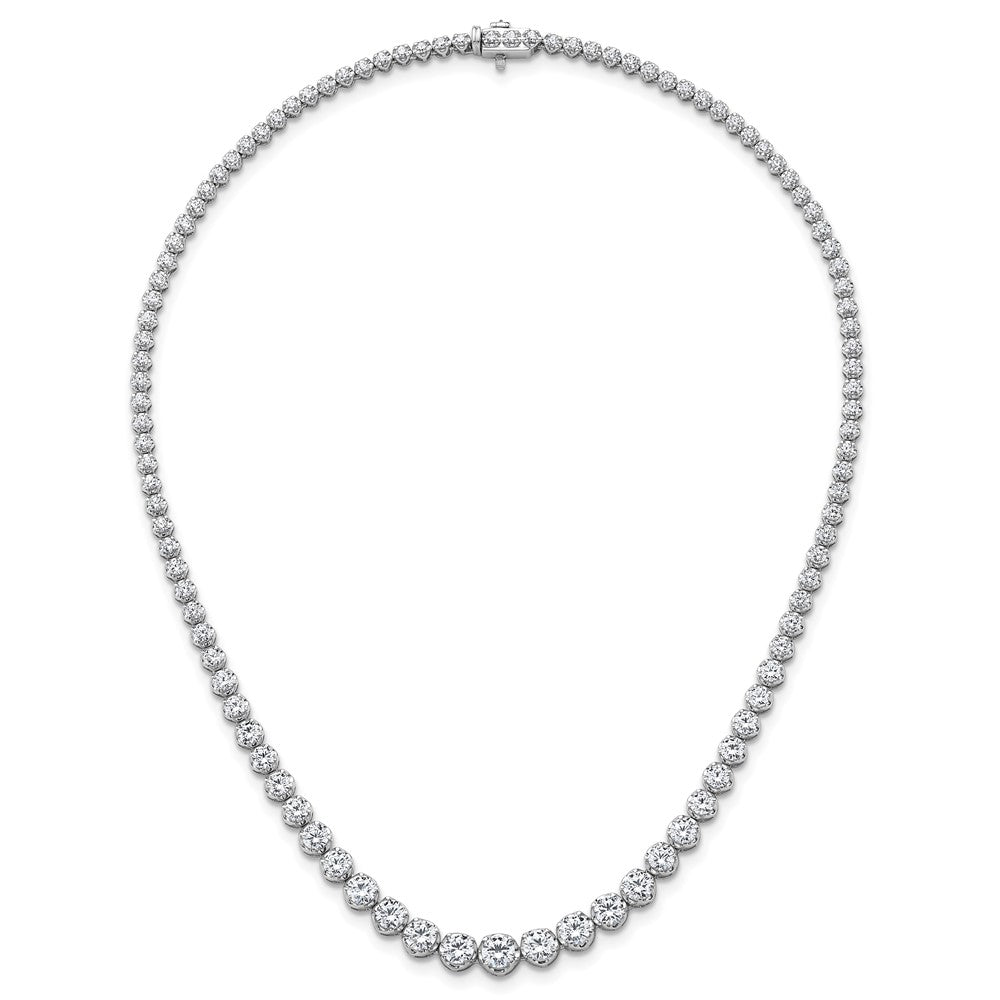 14K White Gold 10 1/20 carat Lab Grown Diamond VS/SI+ G+ Complete Round 16 Inch Graduated Tennis Necklace