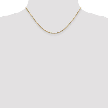 14K Yellow Gold 16 Inch 1.8mm Diamond-cut Round Open Link Cable with Lobster Clasp Chain
