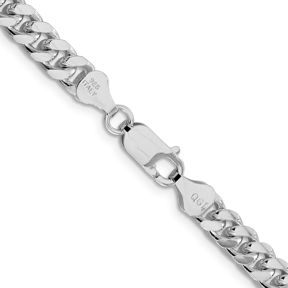 Sterling Silver Rhodium-plated 6mm Domed w/ Side D/C Curb 26 Inch Chain