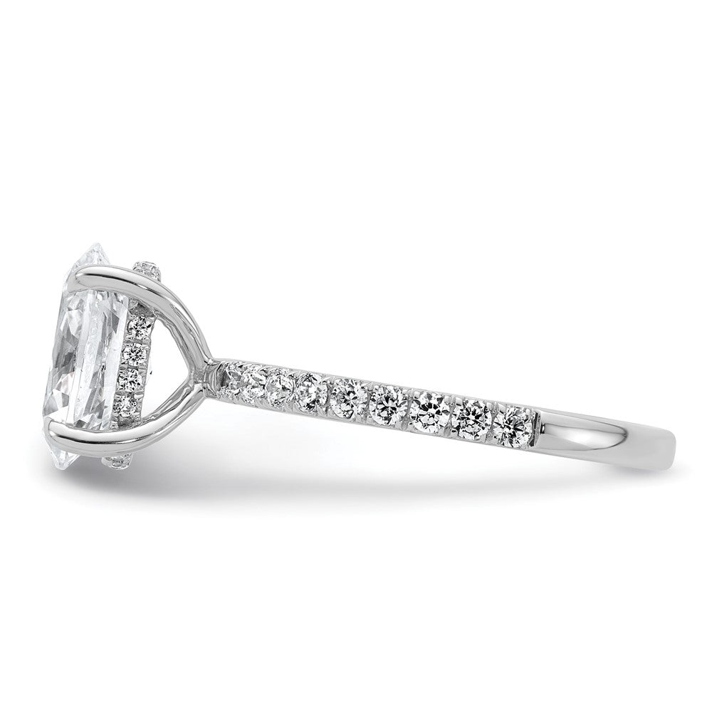 14K White Gold 2 5/8 carat Certified Lab Grown Diamond VS/SI+ G+ Oval Complete Solitaire with Flair Engagement Ring
